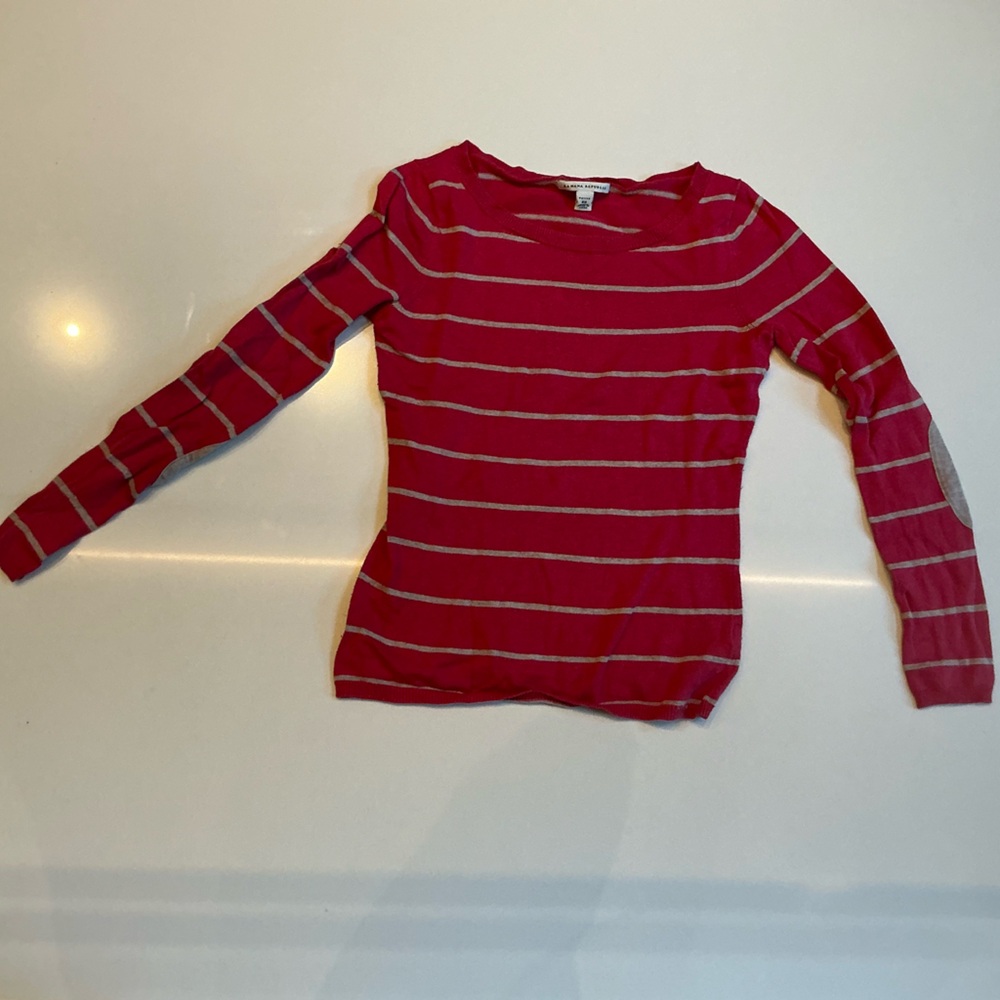 Banana Republic Red and Gray Striped Sweater